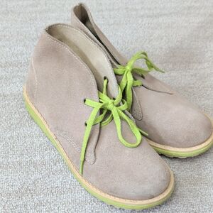 Umi Girls Suede Lace Up Boots with Lime Accents